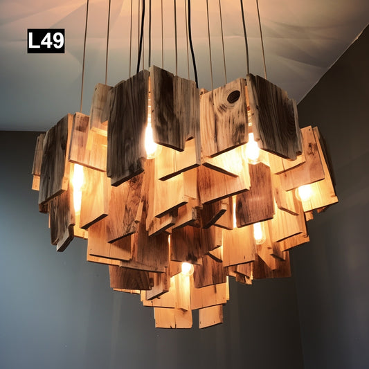 Reclaimed Wood Beam chandelier Pendant lamp light