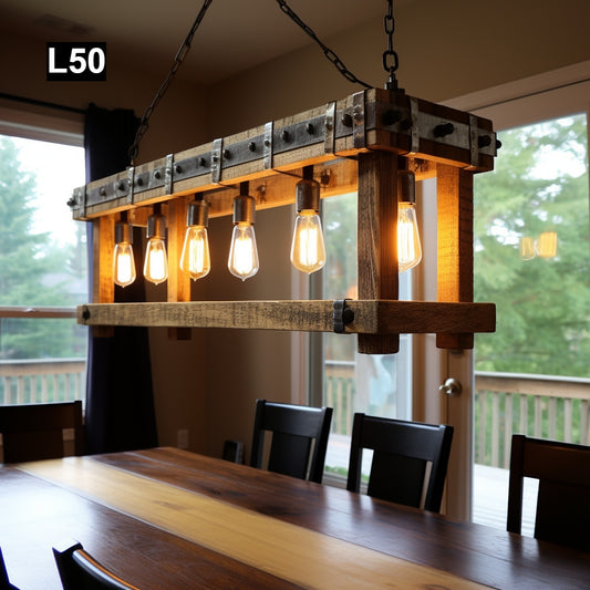 Reclaimed Wood Beam chandelier Pendant lamp light