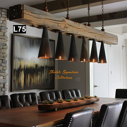 Reclaimed Wood Beam Crystal Chandelier L75