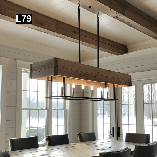 Reclaimed Wood Beam chandelier Pendant lamp light