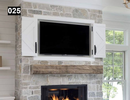 rustic reclaimed wood farmhouse custom beam floating solid distressed handcrafted barn shabby chic fireplace timber vintage style made Canada natural unique eco-friendly home decor