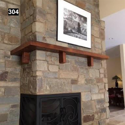 Cozy Looking Reclaimed Wood Beam Wrap-Around Fireplace Mantel #304