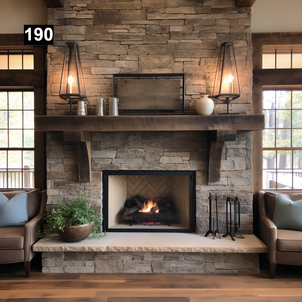 Gorgeous Reclaimed Wood Beam Fireplace Mantel with Wooden Corbels #190