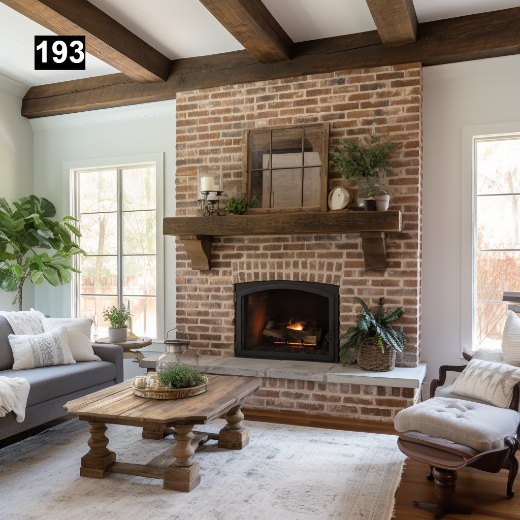 Gorgeous Reclaimed Wood Beam Fireplace Mantel with Wooden Corbels #193