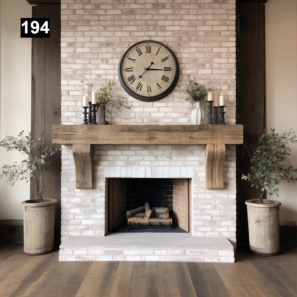 Gorgeous Reclaimed Wood Beam Fireplace Mantel with Wooden Corbels #194