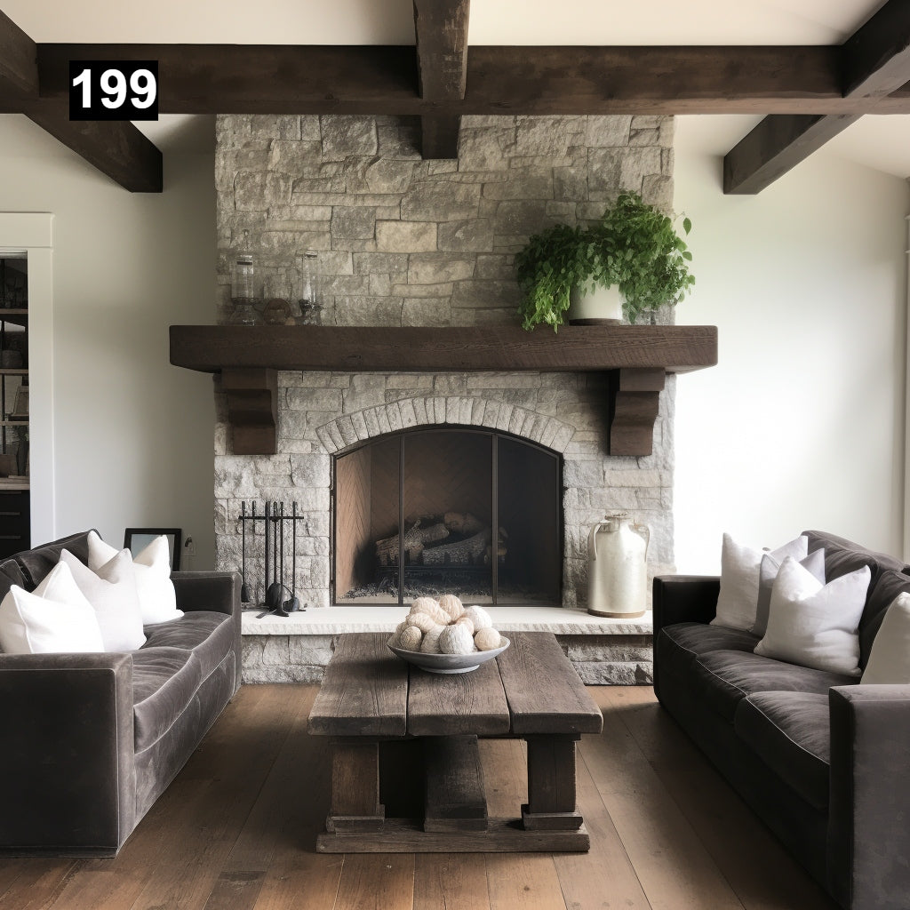 Gorgeous Reclaimed Wood Beam Fireplace Mantel with Wooden Corbels #199
