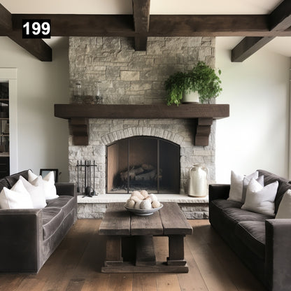Gorgeous Reclaimed Wood Beam Fireplace Mantel with Wooden Corbels #199