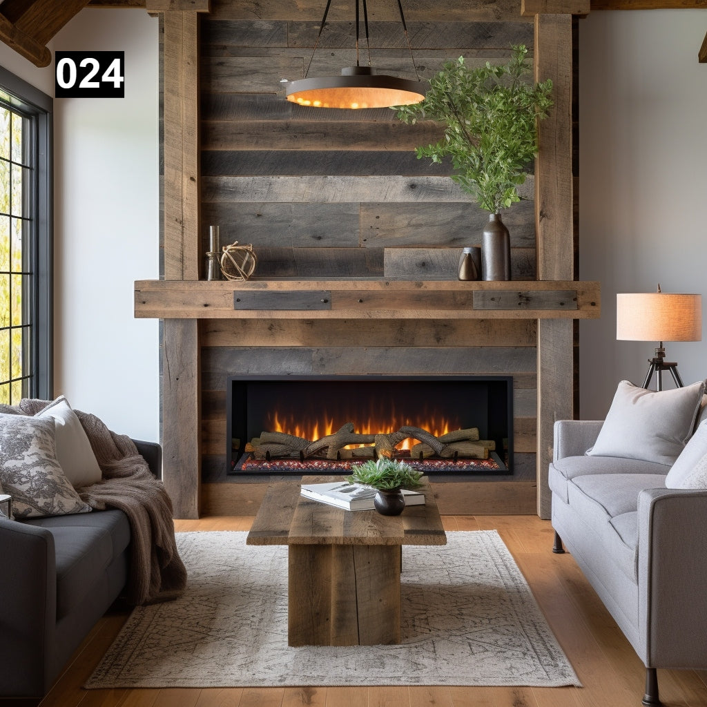 Beautiful Simple Reclaimed Wood Beam Mantel #024