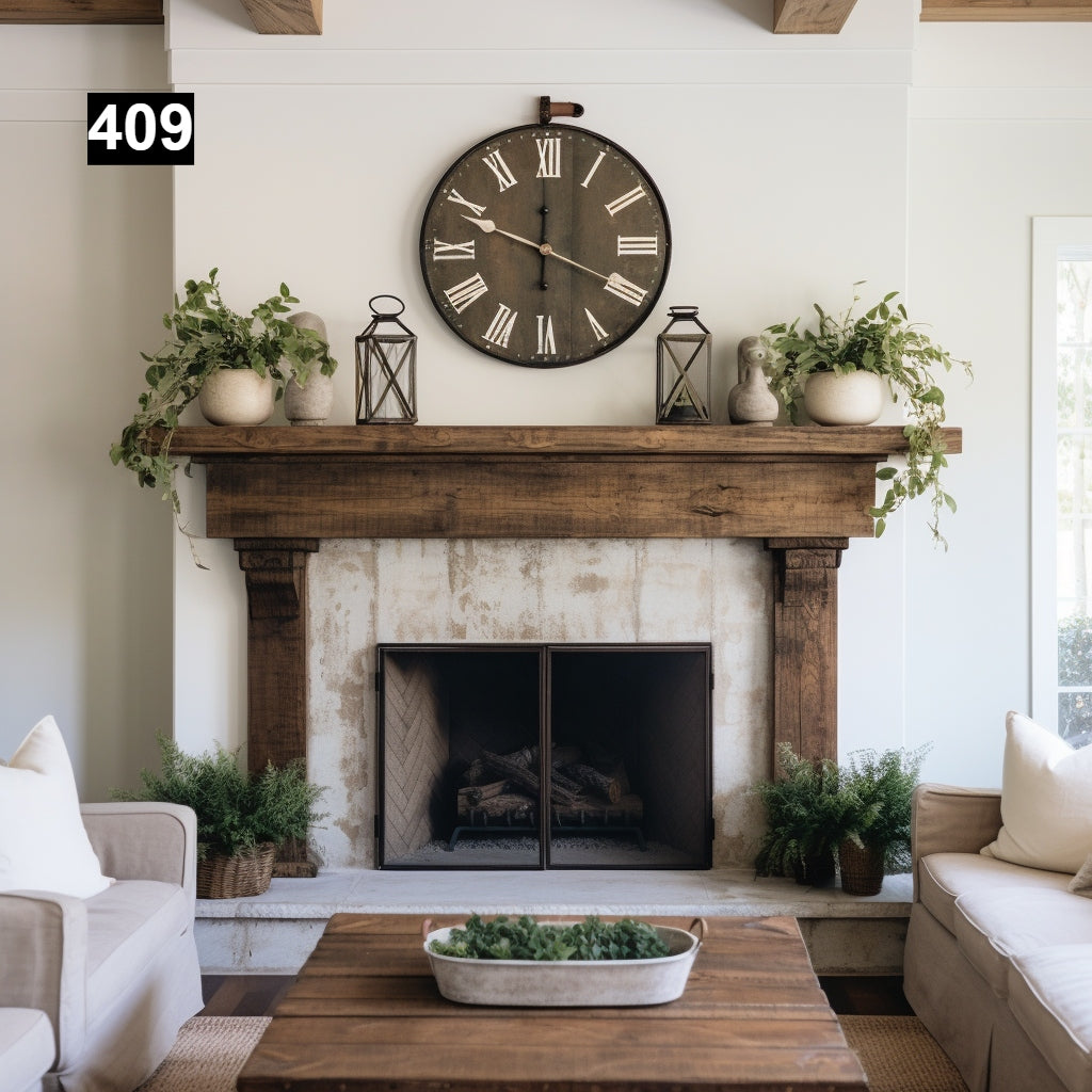 Regal looking Reclaimed Wood Beam Fireplace Mantel with Legs #409