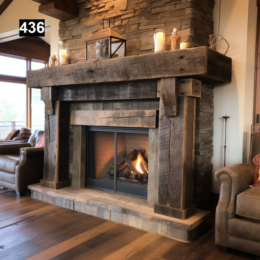 Robert Bishop's #436 Wrap-Around Fireplace Mantel with Wooden Legs