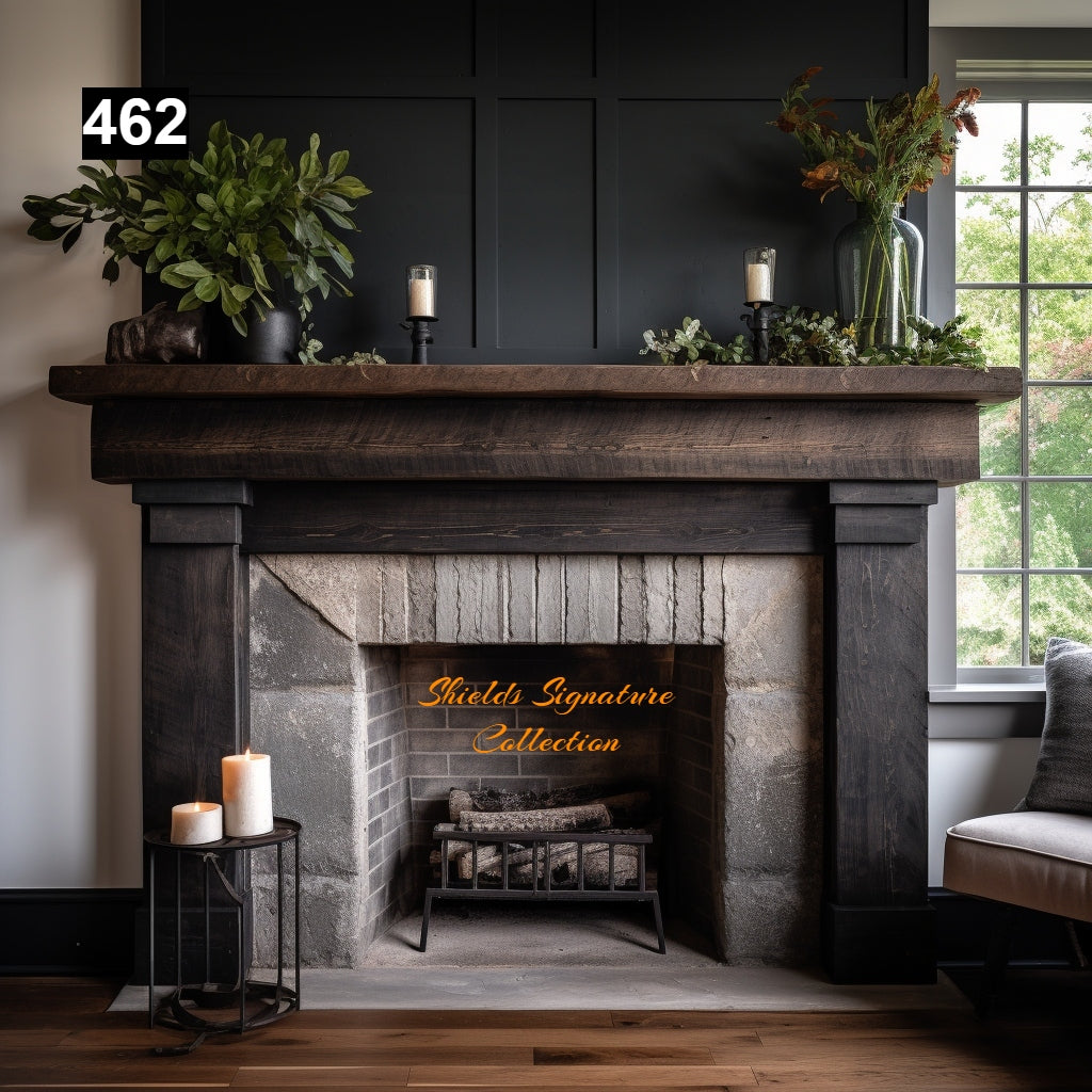 Regal looking Reclaimed Wood Beam Fireplace Mantel with Legs #462