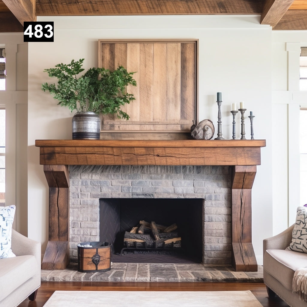 Kenneth Cheng's #483 Fireplace Mantel with Wooden Legs