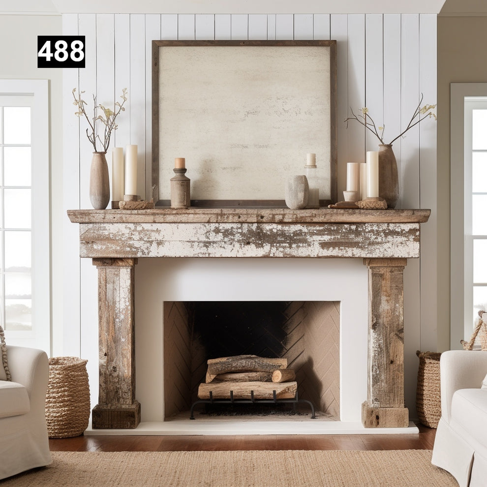 Reclaimed Wood Beam Fireplace Mantel with Legs #488 – Anthony Shields ...