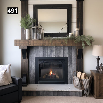 Regal looking Reclaimed Wood Beam Fireplace Mantel with Legs #491