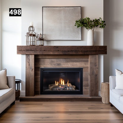 Regal looking Reclaimed Wood Beam Fireplace Mantel with Legs #498