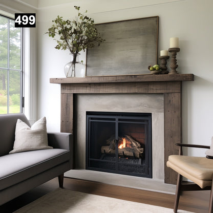 Regal looking Reclaimed Wood Beam Fireplace Mantel with Legs #499