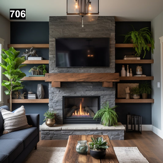 Dan Molloy's #706 Fireplace Mantel with Matching Corbels and Shelves