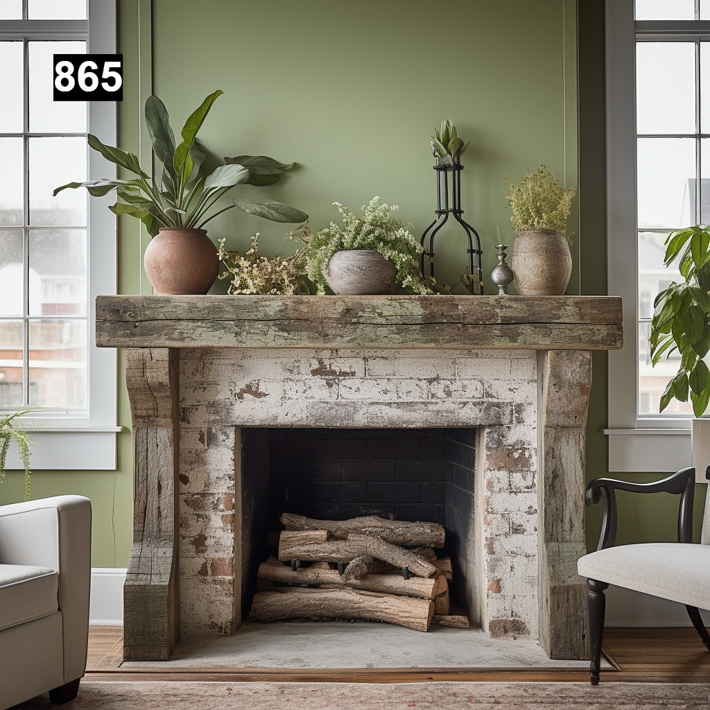 Custom reclaimed wood beam fireplace mantel colored