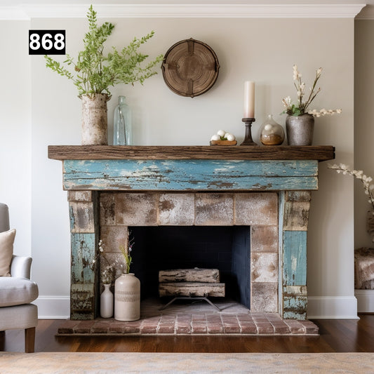 Custom reclaimed wood beam fireplace mantel colored