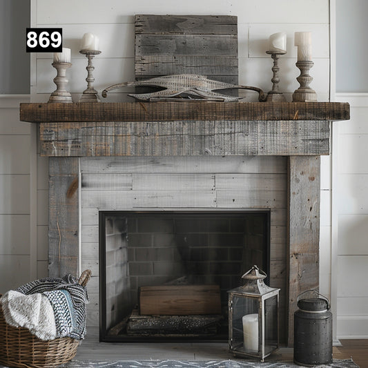 Custom reclaimed wood beam fireplace mantel colored