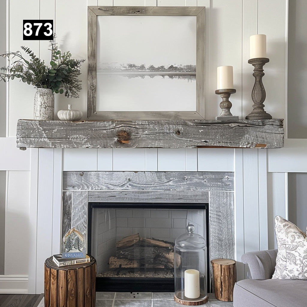Distressed Fireplace Rustic Charm: Distressed Colored Reclaimed Wood Beam Fireplace Mantels ...