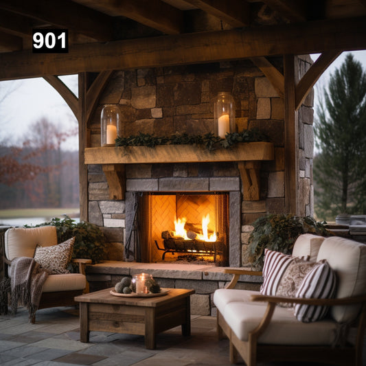 Outdoor Reclaimed Wood Beam Fireplace Mantels #901