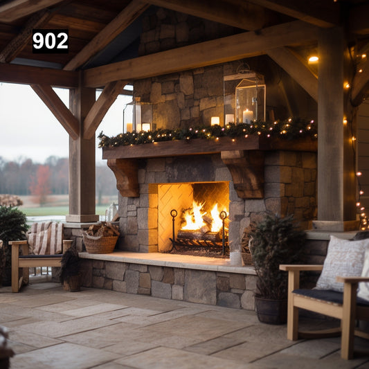 Outdoor Reclaimed Wood Beam Fireplace Mantels #902