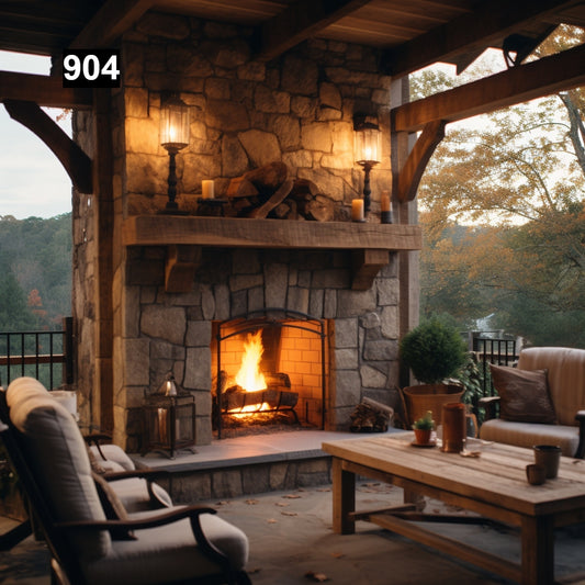 Outdoor Reclaimed Wood Beam Fireplace Mantels #904