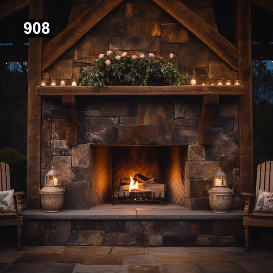 Outdoor Reclaimed Wood Beam Fireplace Mantels #908