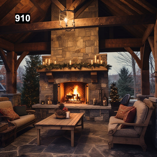 Outdoor Reclaimed Wood Beam Fireplace Mantels #910