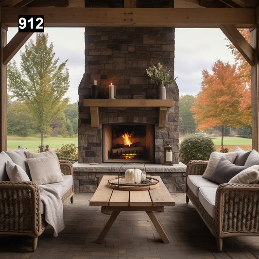 Outdoor Reclaimed Wood Beam Fireplace Mantels #912