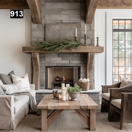 Outdoor Reclaimed Wood Beam Fireplace Mantels #913