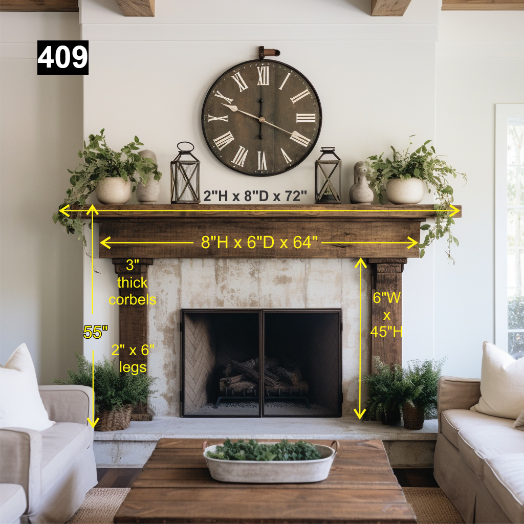 Manuel Trigos' #409 Fireplace Mantel with Wooden Legs