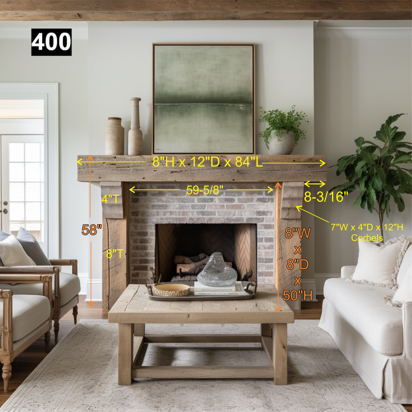 Matthew Scott's #400 Fireplace Mantel with Legs