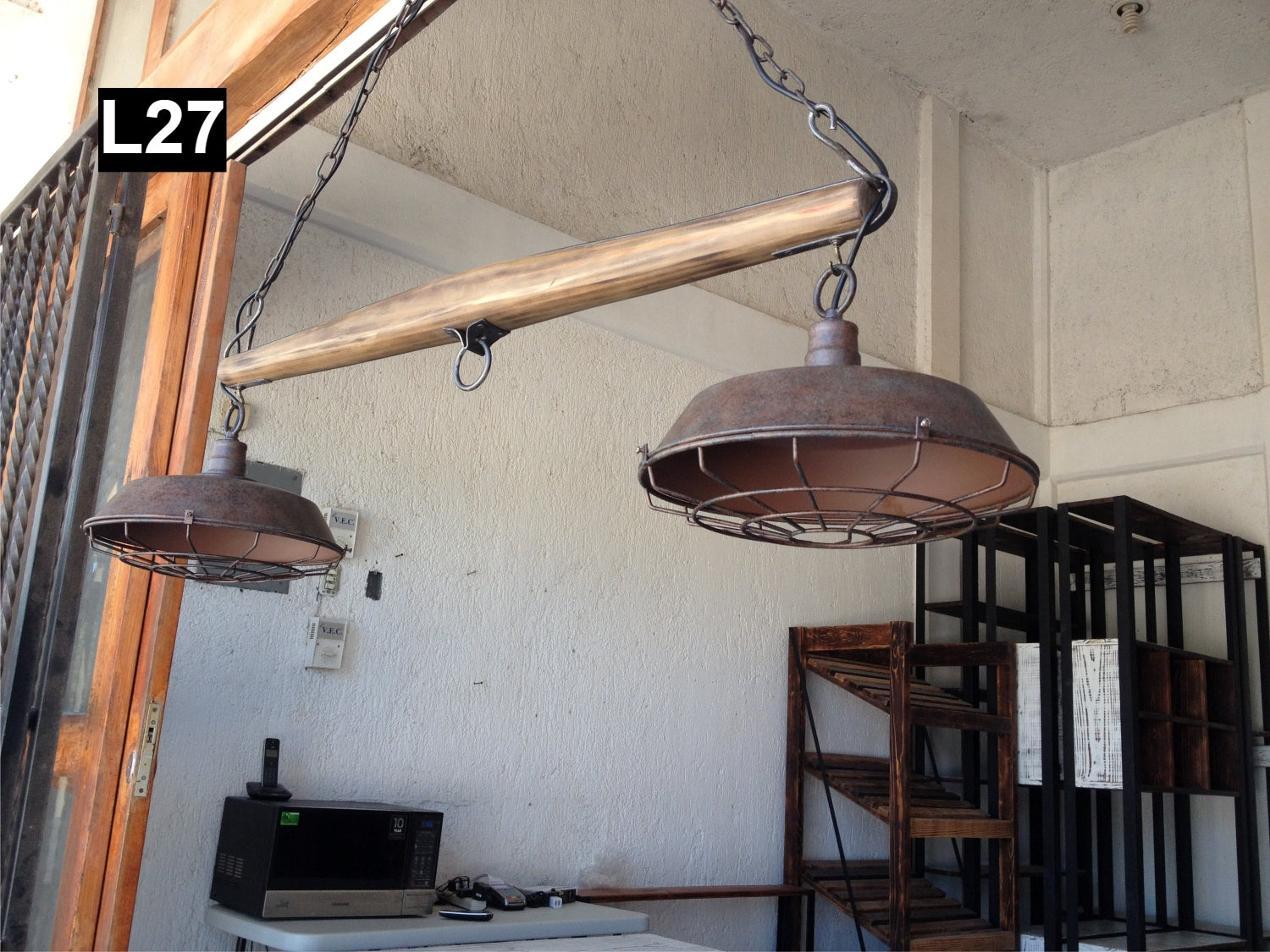 Reclaimed Wood Beam chandelier Pendant lamp light
