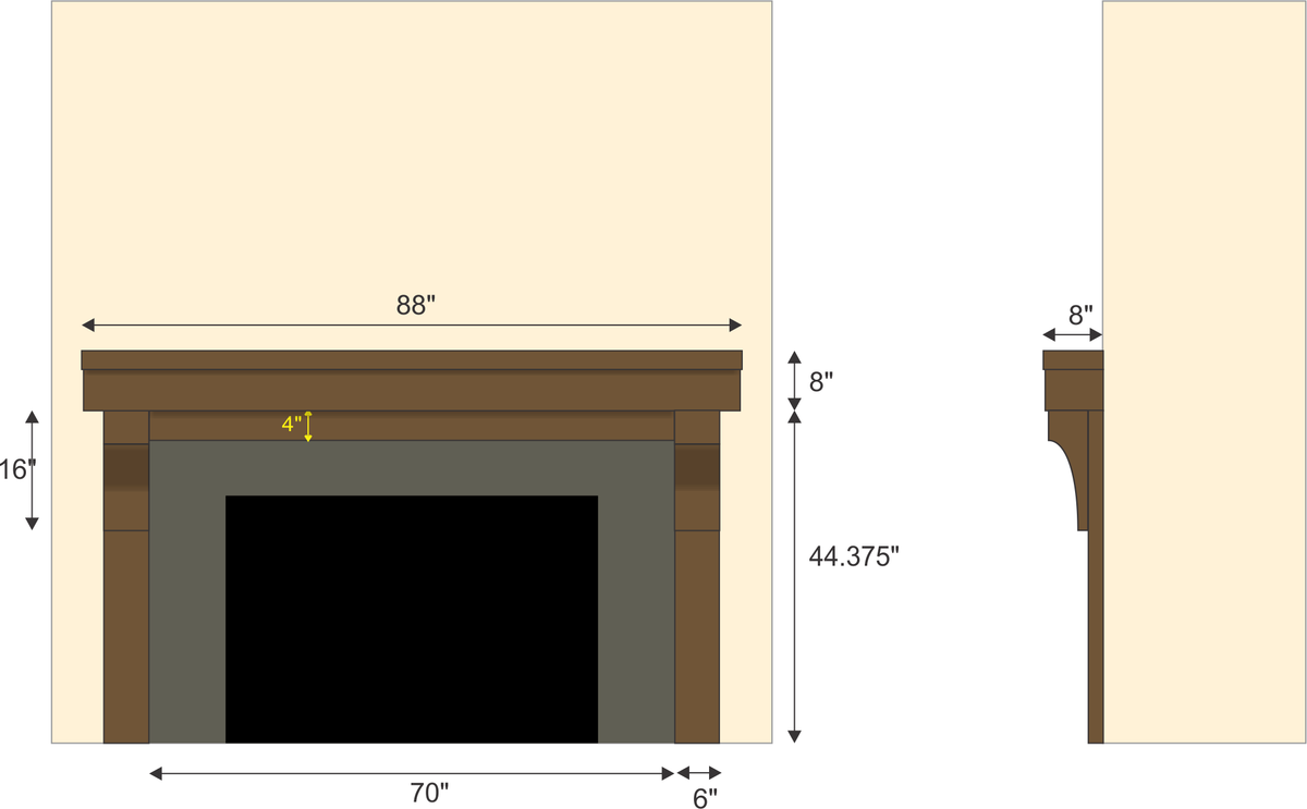 Sarah McHugh's #495 Fireplace Mantel with Wooden Legs