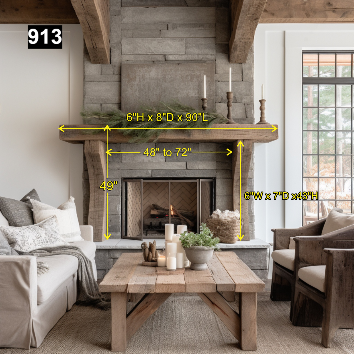 THOMAS CHEVALIER's #913 Fireplace Mantel with Wooden Legs