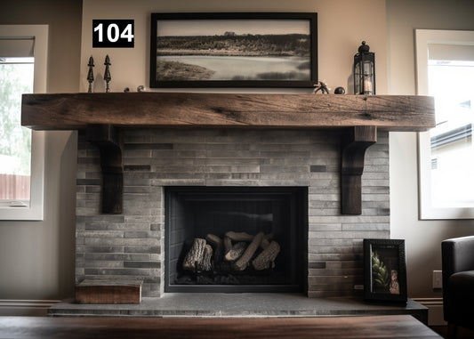 Gorgeous Reclaimed Wood Beam Fireplace Mantel with Wooden Corbels #104