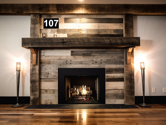 Gorgeous Reclaimed Wood Beam Fireplace Mantel with Wooden Corbels #107