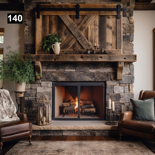 Gorgeous Reclaimed Wood Beam Fireplace Mantel with Wooden Corbels #140