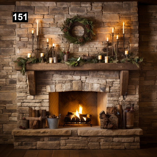 Gorgeous Reclaimed Wood Beam Fireplace Mantel with Wooden Corbels #151