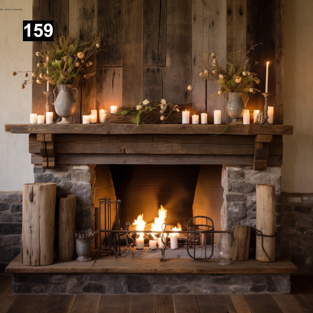 Gorgeous Reclaimed Wood Beam Fireplace Mantel with Wooden Corbels #159 ...