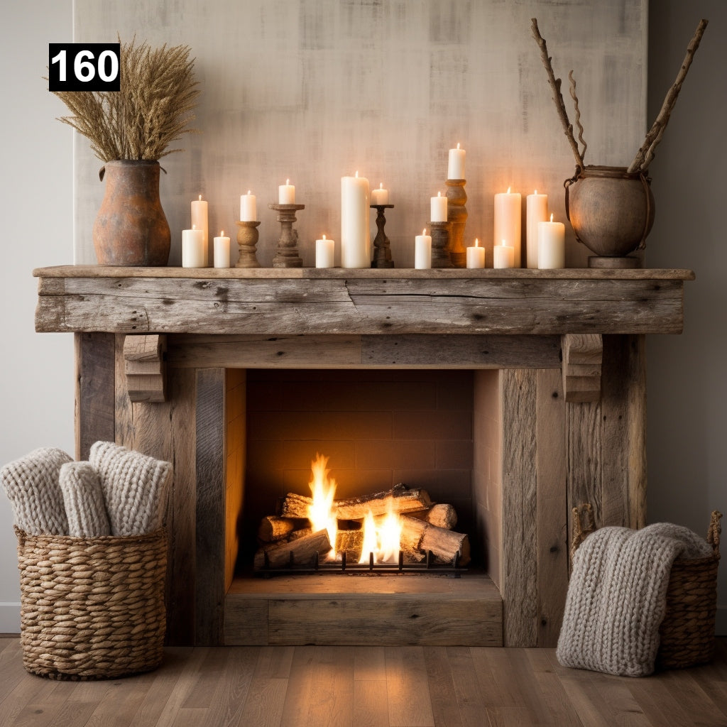 Gorgeous Reclaimed Wood Beam Fireplace Mantel with Wooden Corbels #160