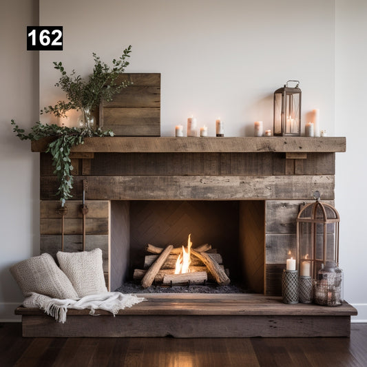 Gorgeous Reclaimed Wood Beam Fireplace Mantel with Wooden Corbels #162