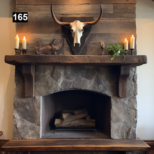 Gorgeous Reclaimed Wood Beam Fireplace Mantel with Wooden Corbels #165
