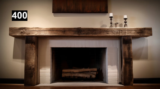 Regal looking Reclaimed Wood Beam Fireplace Mantel with Legs #400