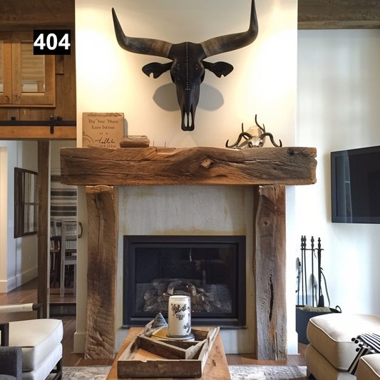 Regal looking Reclaimed Wood Beam Fireplace Mantel with Legs #404