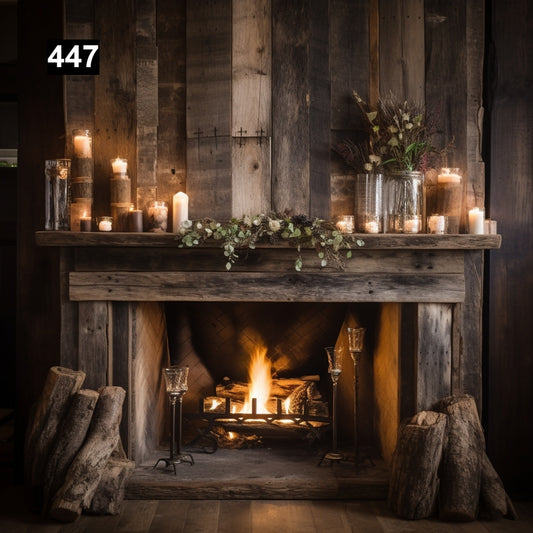 Custom reclaimed wood beam fireplace mantel with legs
