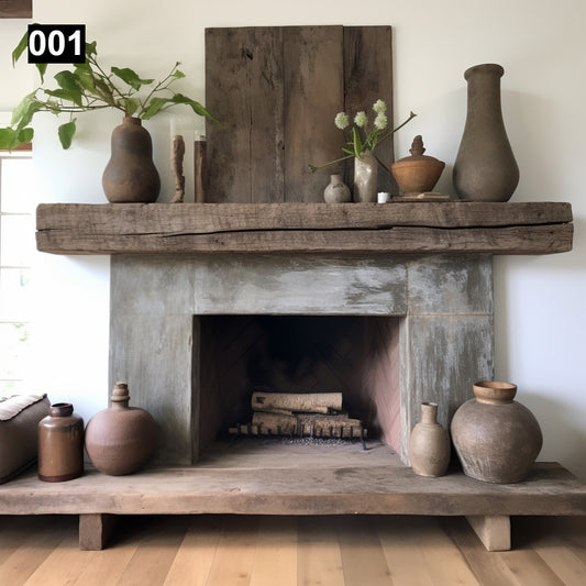 Beautiful Simple Reclaimed Wood Beam Mantel #001