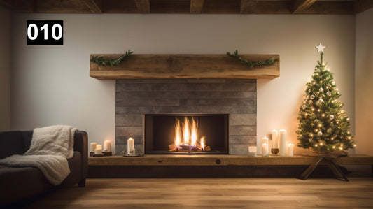 Beautiful Simple Reclaimed Wood Beam Mantel #010